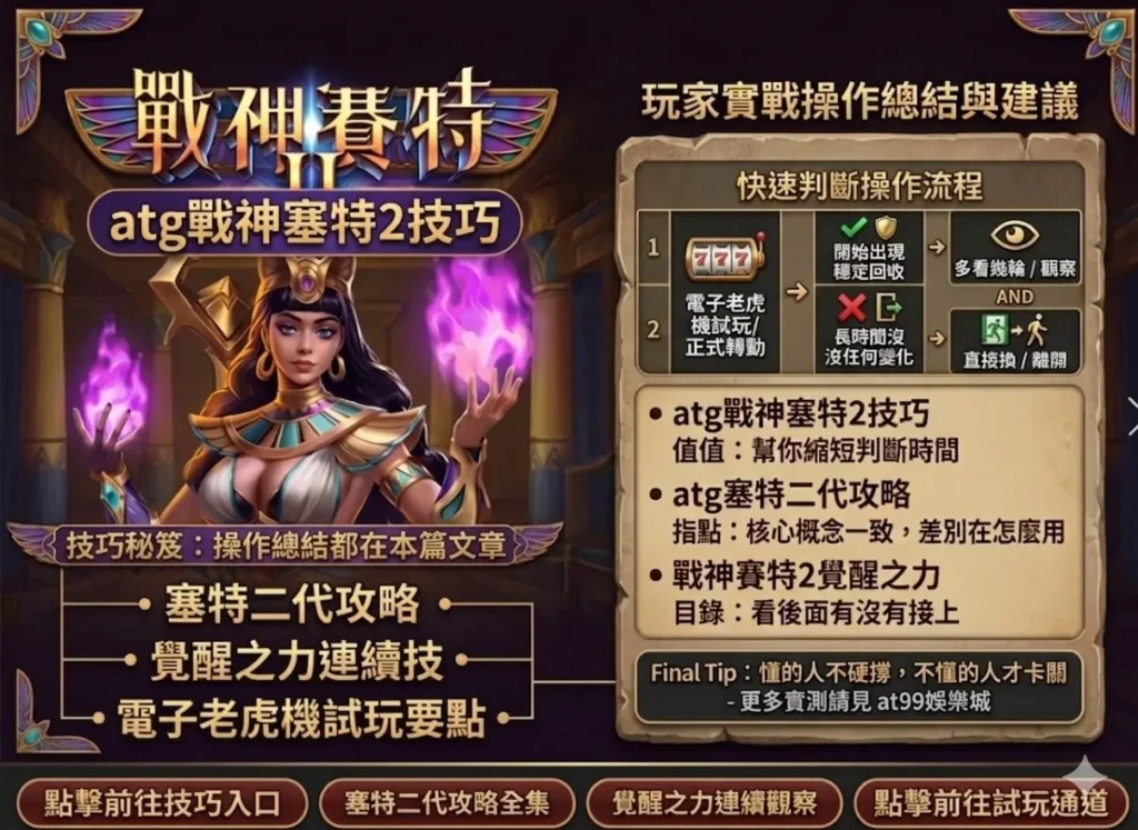 ATG戰神賽特2技巧教學圖，塞特二代攻略與覺醒之力解析，老虎機操作流程與判斷重點整理